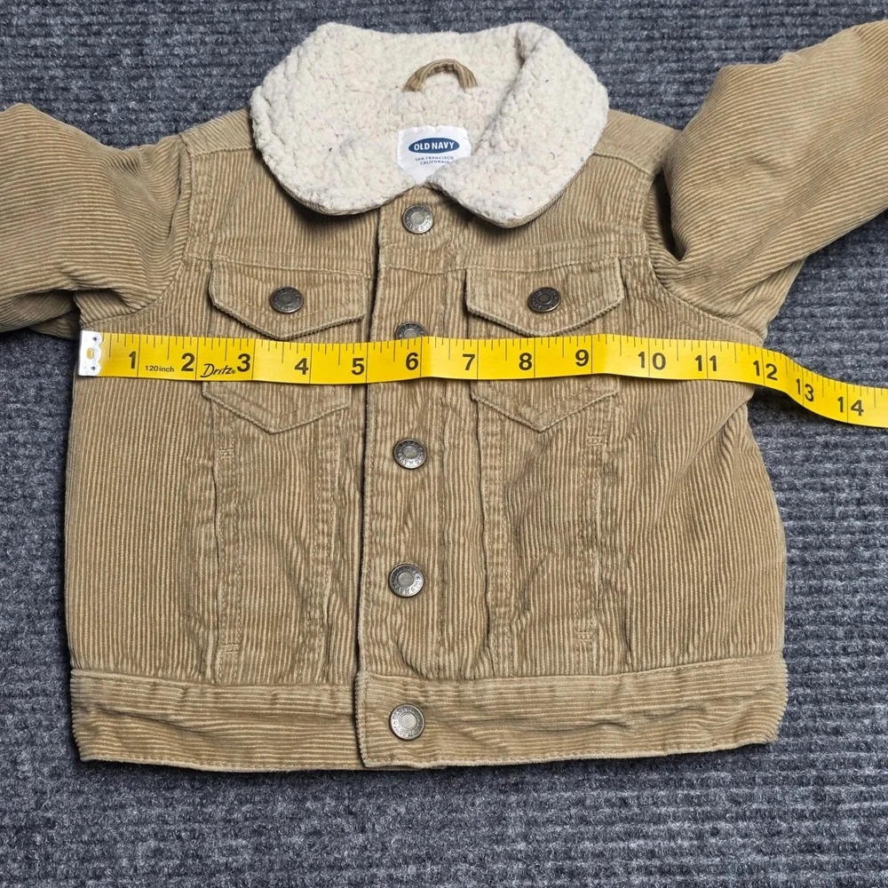 Old Navy Corduroy Sherpa Lined Trucker Jacket‎ Boy's Size 12-18M Tan Button Up